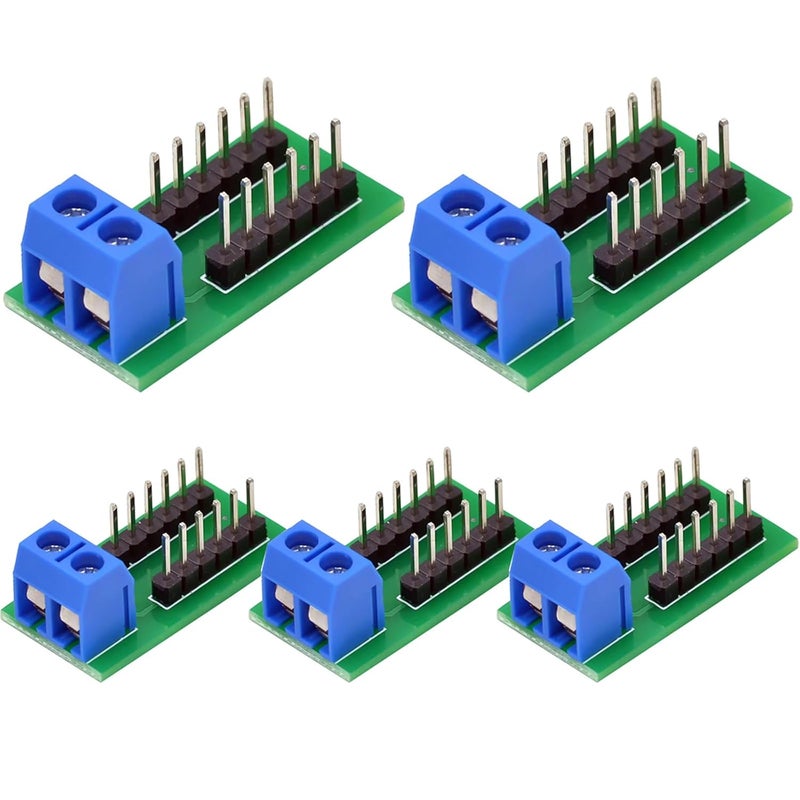 Teansic 5PCS 2x6 Position Terminal Block Distribution Module,2P Screw Terminal to 2.54mm Pitch Dupont pin Header Connector - Image 1